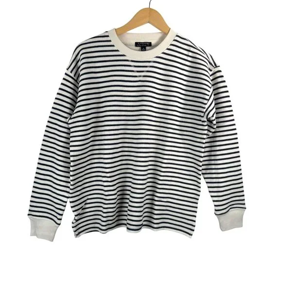 J.Crew Heritage terry relaxed crewneck sweatshirt striped preppy sz XS - Picture 1 of 6